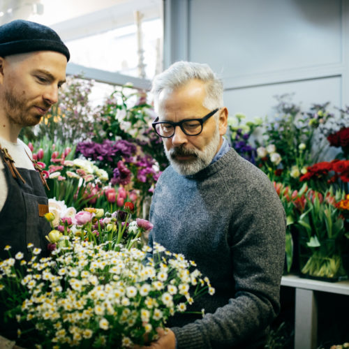Blumenverkäufer Blumenstrauss Gänseblümchen