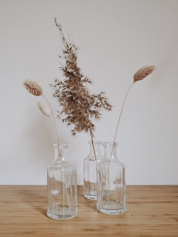 Apothekergläser, 3er Set, Flaschenform, mit Gräsern