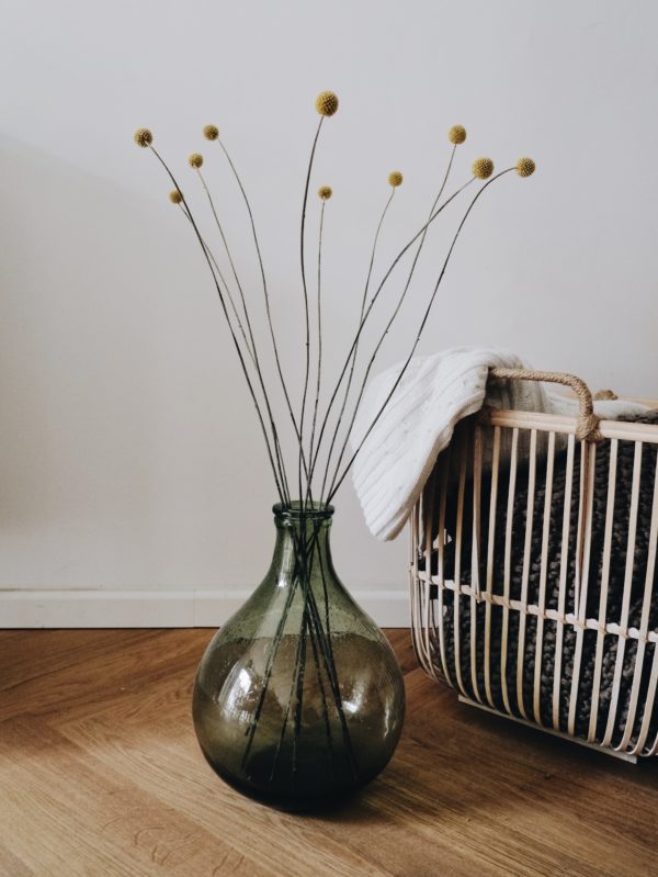 Trommelschlägel gelb, langstielig, im 7er Bund, Trockenblumen